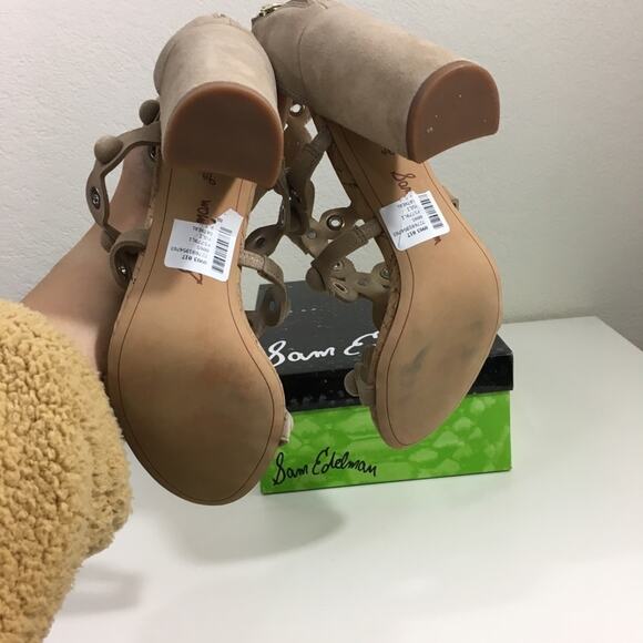 NIB Sam Edelman Yuli nude suede block heel heels - Picture 4 of 4